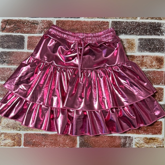 NWT Lola + The Boys pink metallic skort skirt girls size 12 - Picture 2 of 4